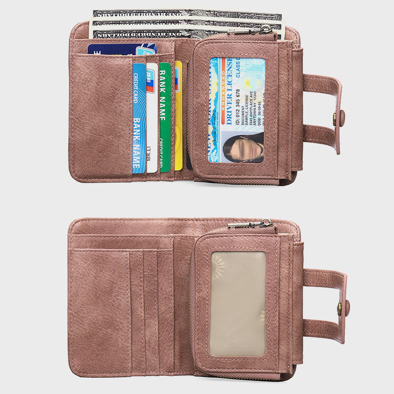 Wallet For Women Retro Slim Leather RFID Shopping Purse