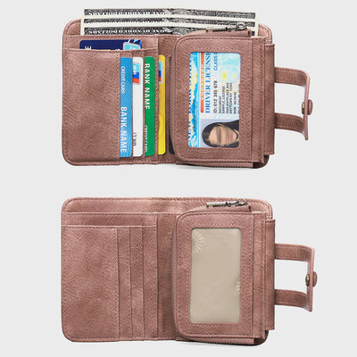 Wallet For Women Retro Slim Leather RFID Shopping Purse