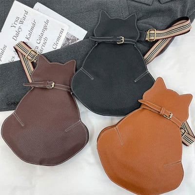 Cute Cat Shaped PU Leather Sling Bag Ladies Crossbody Shoulder Bag