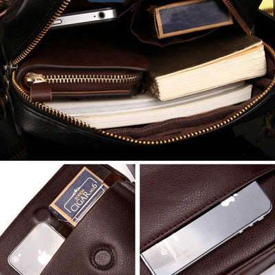 Men's Leather Shoulder Bag Crossbody Bag Small Messenger Bag for Work Business