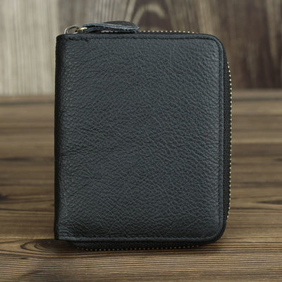 Retro Leather Wallet Multifunctional Small Zipper Purse For Men