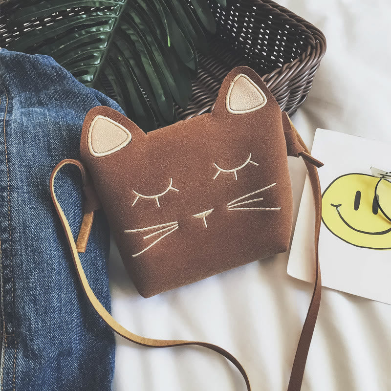 Cute Mini Kitten Crossbody Bag For Kids Small Leather Purse