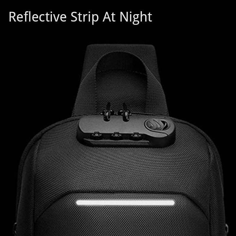 Anti-theft Waterproof Chest Bag Sling Bag With USB Charging Port