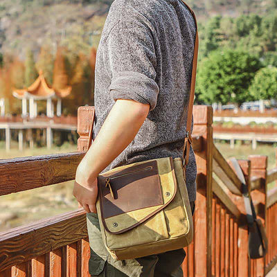 Men Messenger Bags Canvas Crossbody Shoulder Bag Travel Work Purse