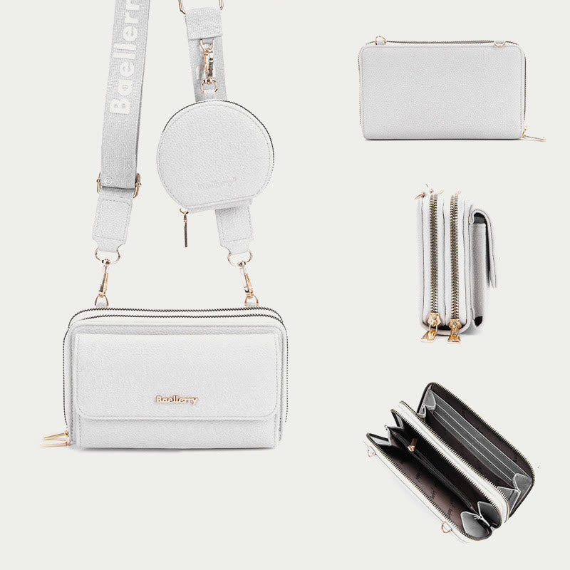 Phone Bag For Women Lychee Pattern Alphabet Straps Crossbody Bag