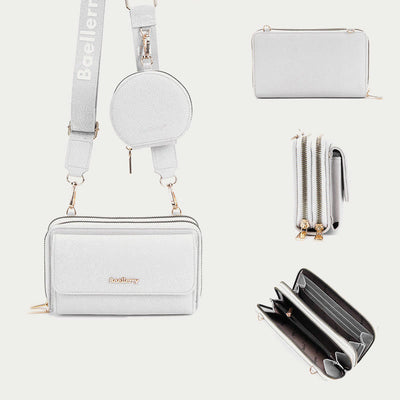 Phone Bag For Women Lychee Pattern Alphabet Straps Crossbody Bag