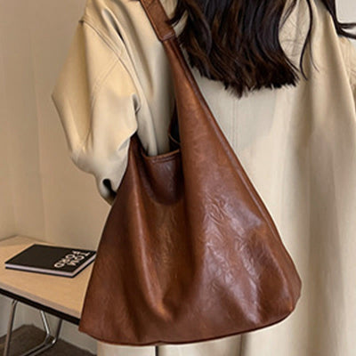 Large Tote Women Minimalist Solid Leather Commuter Shoulder Purse