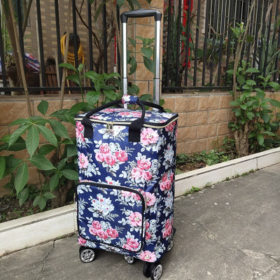 Collapsible Shopping Cart For Women Portable Tinfoil Preservation Rollig Tote