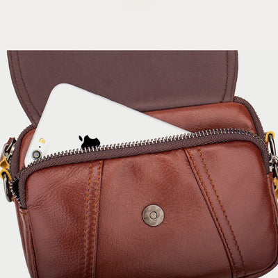 Waist Bag For Men Genuine Leather Horizontal Multi-Functional Phone Bag