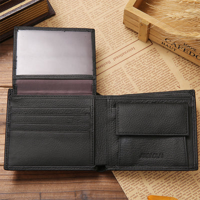 Genuine Leather Large Capacity Vintage Trifold Wallet