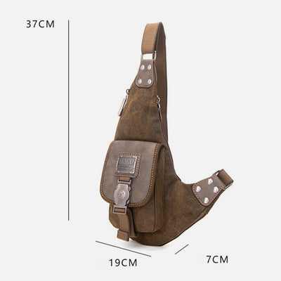 Multifunctional Canvas Chest Bag For Men Leisure Crossbody Riding Bag