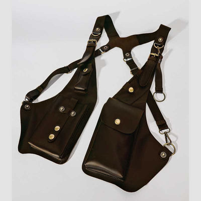 Vintage Leather Hidden Underarm Strap Wallet Pocket Shoulder Holster Bag