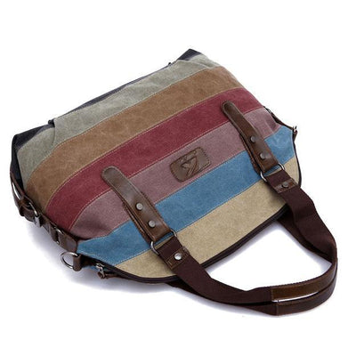 Color Block Stripe Vintage Shoulder Bag