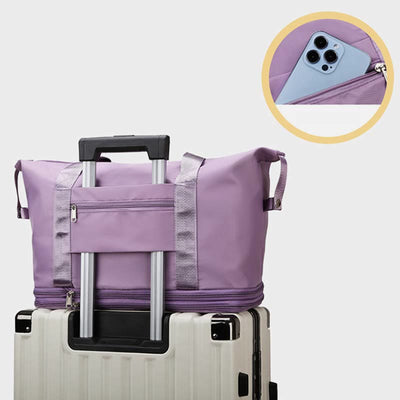 Women Double Expansion Travel Bag Large Lightweight Oxford Duffel Bag