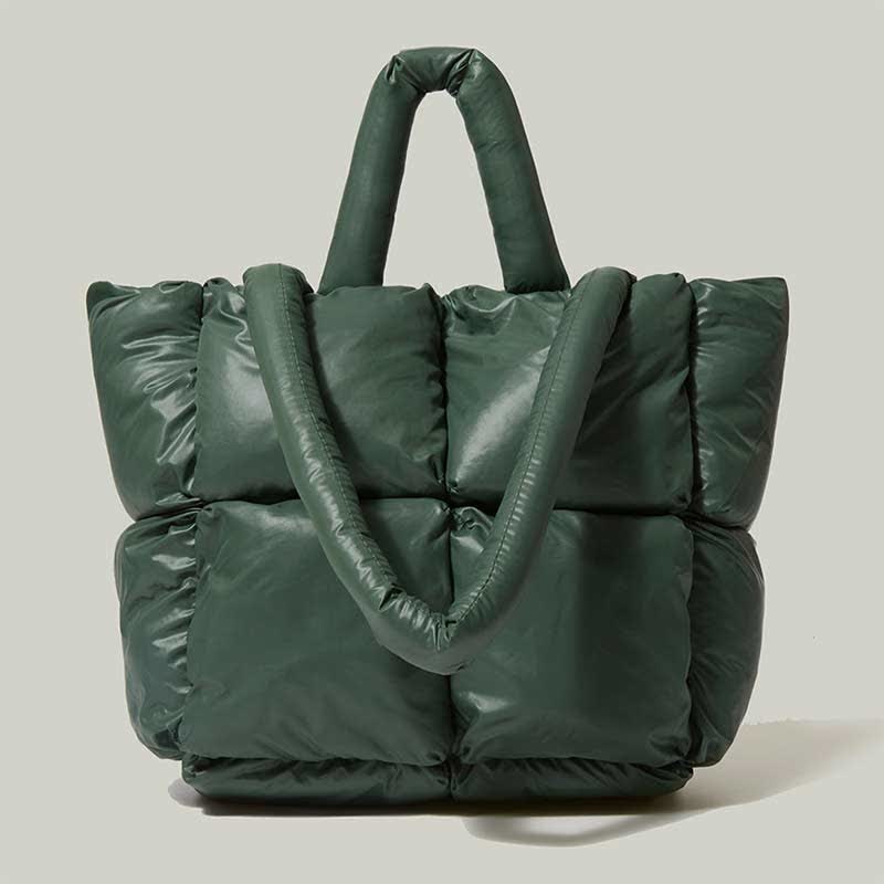 Women Large Capacity Quilted Puffer Tote Bag Soft Padded Down Handbag