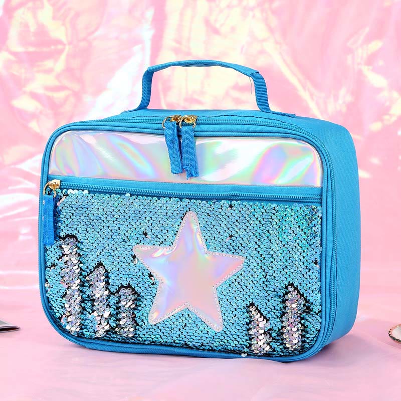 Lunch Bag For Children Glitter Heart Pattern Insulated Bag
