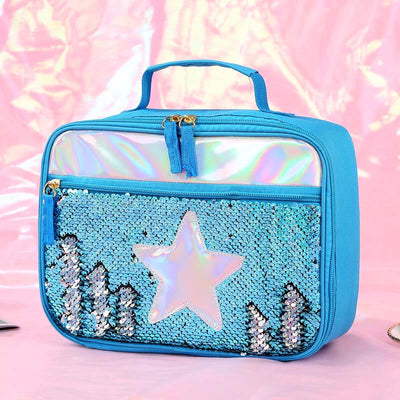 Lunch Bag For Children Glitter Heart Pattern Insulated Bag