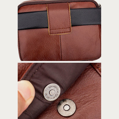 Waist Bag For Men Genuine Leather Horizontal Multi-Functional Phone Bag