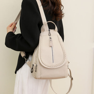 Twist Clamshell Leather Backpack Convetible Sling Bag For Women