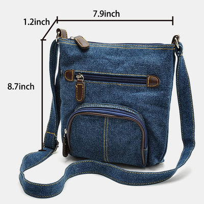 Vintage Multifunctional Denim Crossbody Bag