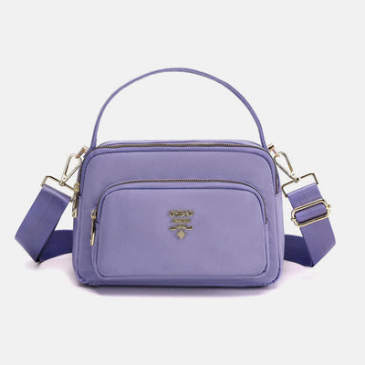 Triple Zip Crossbody Bag for Women Waterproof Lightweight Nylon Shoulder Handbag