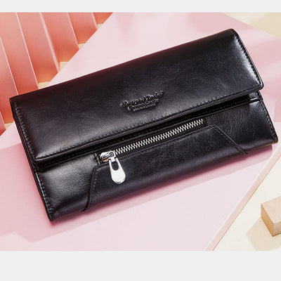 RFID Anti-Theft Multi-Card Genuine Leather Wallet
