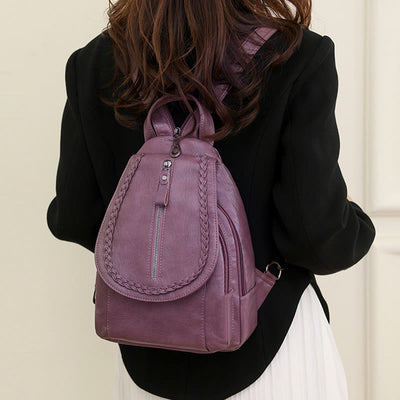 Twist Clamshell Leather Backpack Convetible Sling Bag For Women