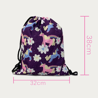 Drawstring Backpack For Daily Shopping Portable Lightweight Cartoon Bag