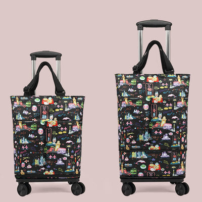 Tote Bag For Women Shopping Folding Removable Wheel Cart