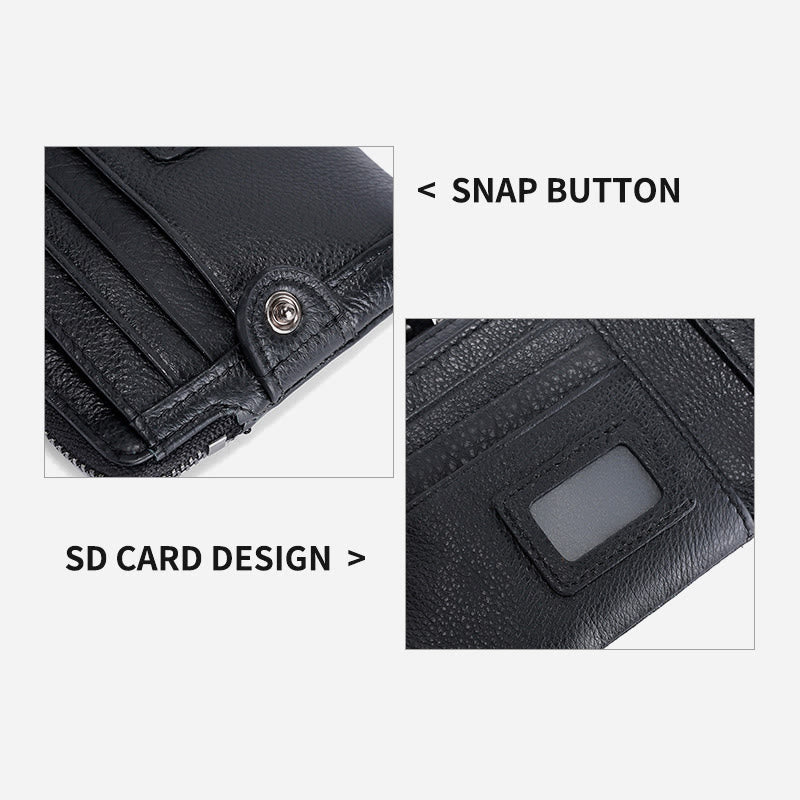 Wallet For Men Genuine Leather RFID Antimagnetic Change Coin Clip