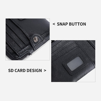 Wallet For Men Genuine Leather RFID Antimagnetic Change Coin Clip