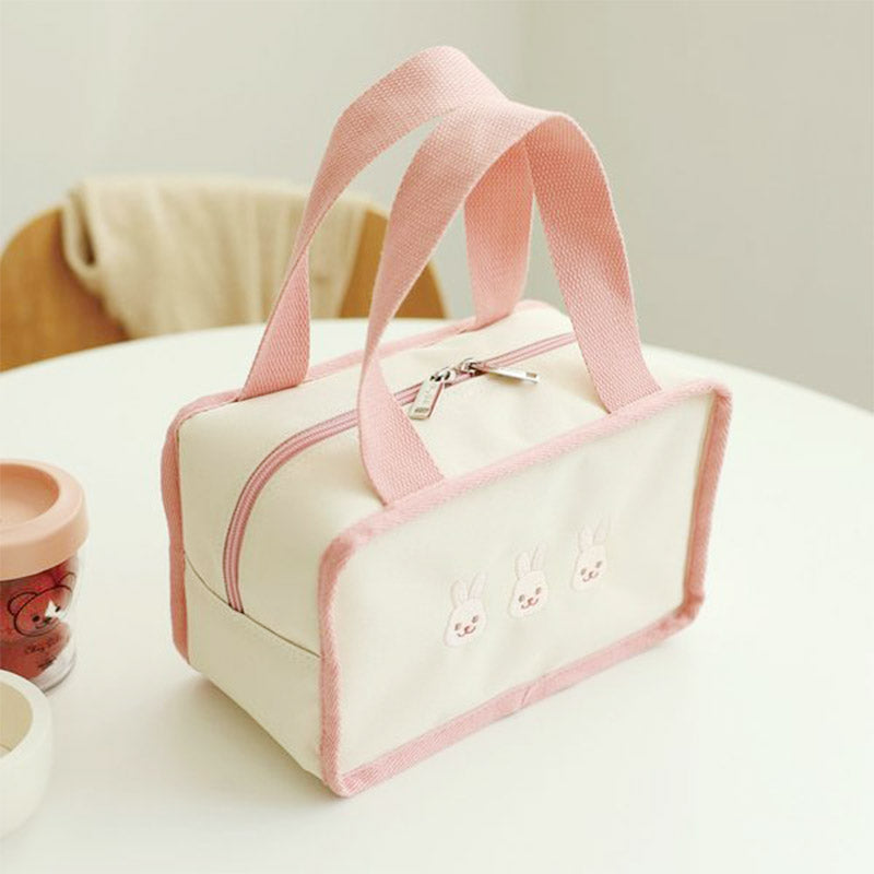 Cute Embroidery Lunch Bag Canvas Mommy Bag Baby Adult Portable Lunch Box