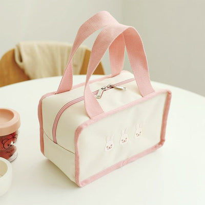 Cute Embroidery Lunch Bag Canvas Mommy Bag Baby Adult Portable Lunch Box