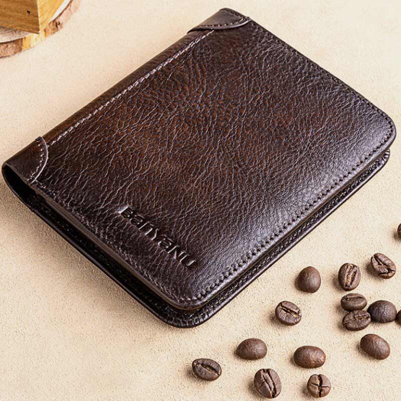 RFID Retro Genuine Leather Tri-fold Wallet