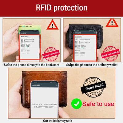 RFID Retro Genuine Leather Tri-fold Wallet