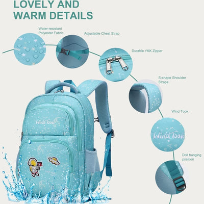 Backpack for Girls Embroidery School Bag with Lunch Box for Kids Teen