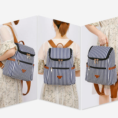 Large Capacity Anti-theft College Style Stripe Backpack
