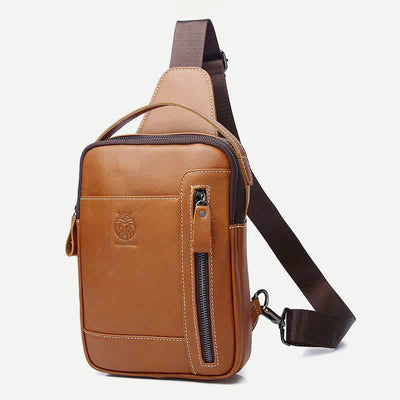 Genuine Leather Sling Bag for Men Vintage Crossbody Casual Hiking Daypack