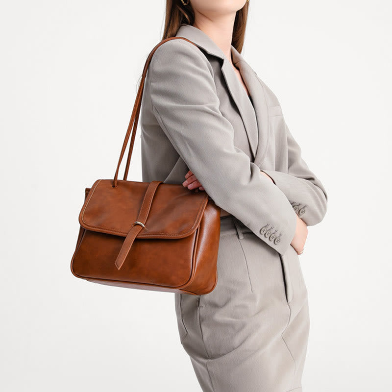 Shoulder Bag For Women Thicken Handle Straps Soft Leather Bag