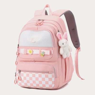 Backpack For Women Plaid Pattern Bright Color Simple Schoolbag