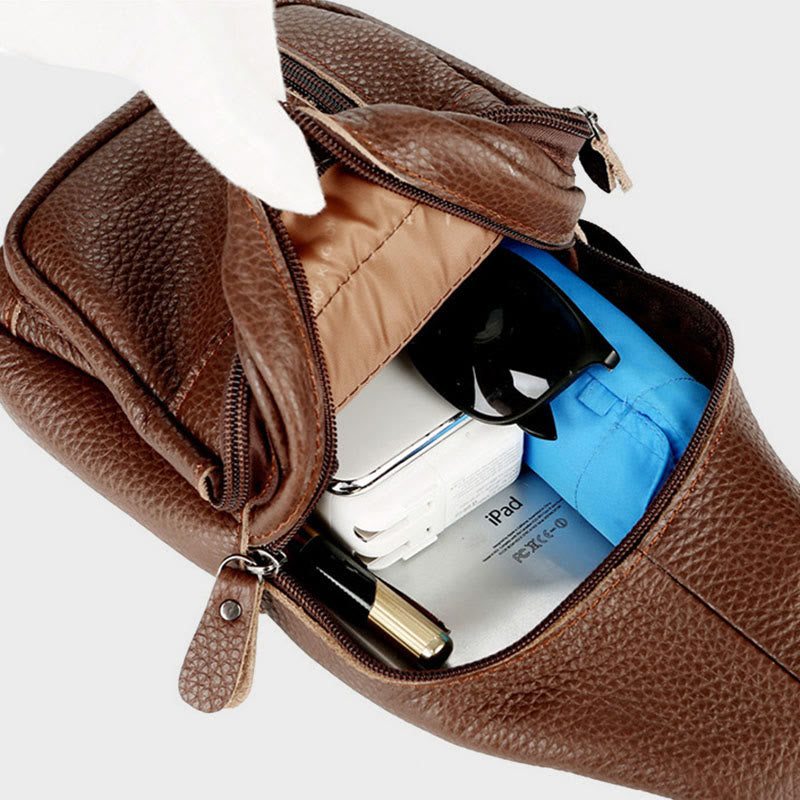 Multi Pocket Sling Bag For Men Outing Portable Everyday Use