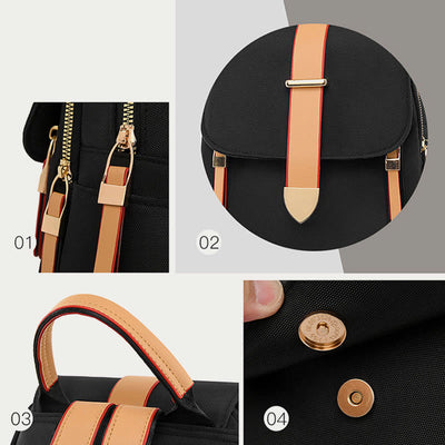 Nylon Backpack For Women Solid Color Large Capacity Leisure Bag