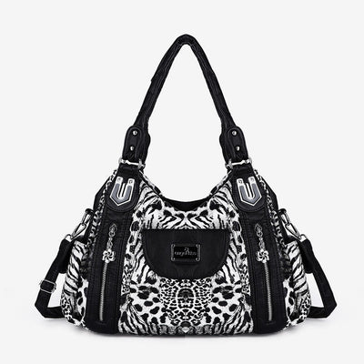 Leopard Pattern Handbag For Women Faux Leather Tote Satchel