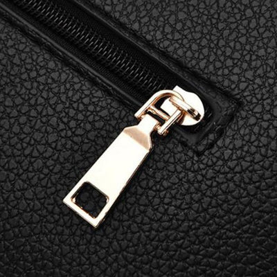 Triple Compartment Metal Decor Top-Handle Satchel Shoulder Crossbody Bag