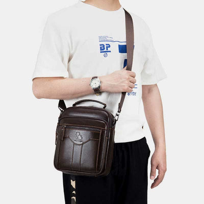 Multi-pocket Real Leather Small Messenger Bag Shoulder Purse Travel Carry Bag