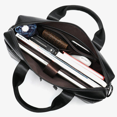 Business Briefcase Messenger Bag For Men Genuine Leather Laptop Bag