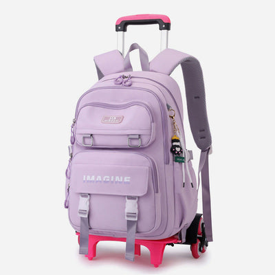 Girls Rolling Backpack For School Waterproof Nylon Wheels Purse