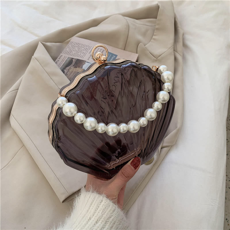 Crossbody Bag For Women Clip Pearl Chain Transparent Bag
