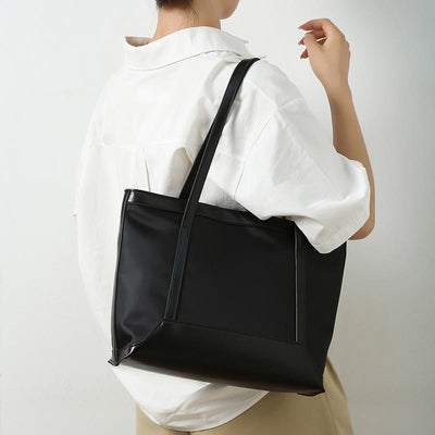 Large Capacity Tote Bag Durable PU Leather Shoulder Handbag