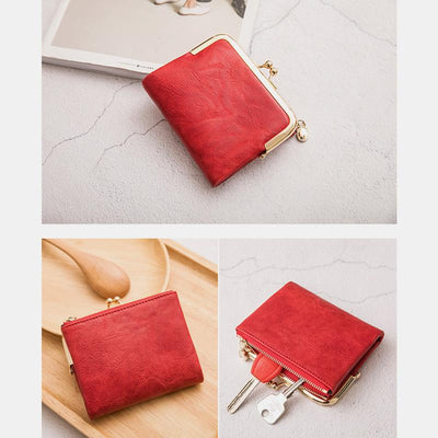 Multifunctional Bifold Vintage Kiss Lock Coin Purse